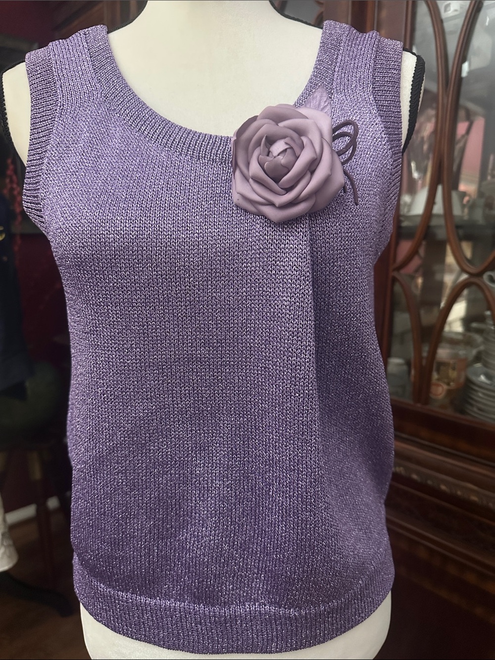 Purple Sleeveless Knit Top